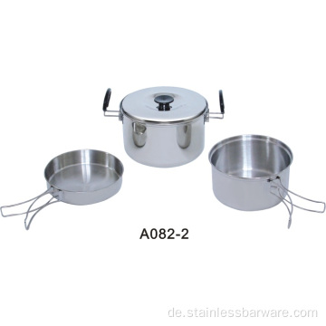 Stapelbarer Packung Edelstahl Camping Pot Set